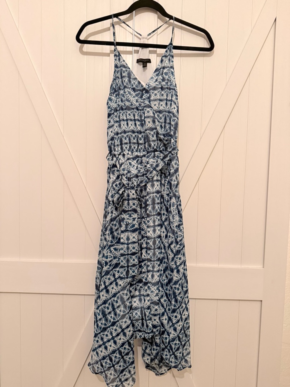 Banana Republic Blue & White Printed Spaghetti-Strap Maxi Dress